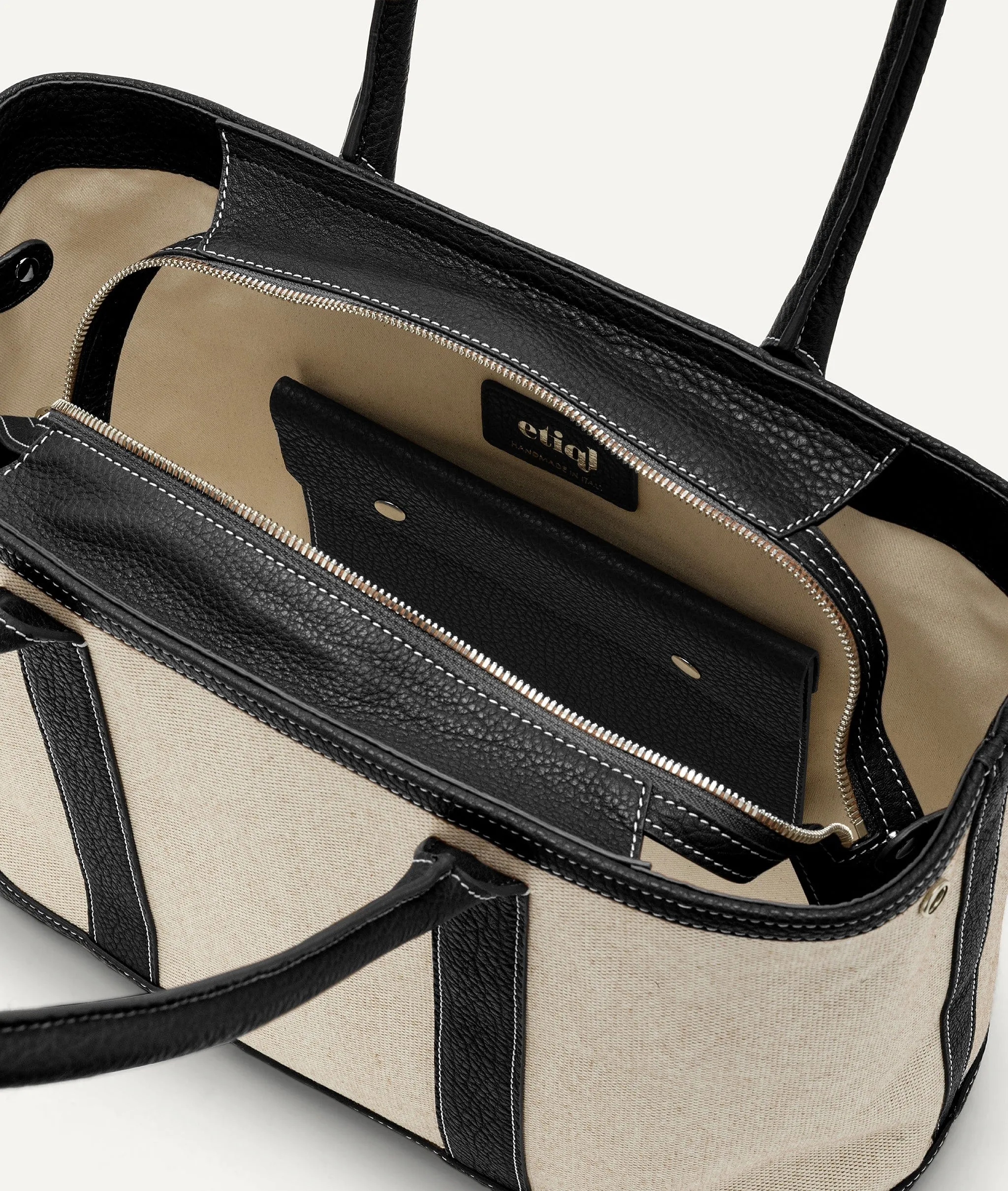 Tote Bag in Canvas and Calf Leather