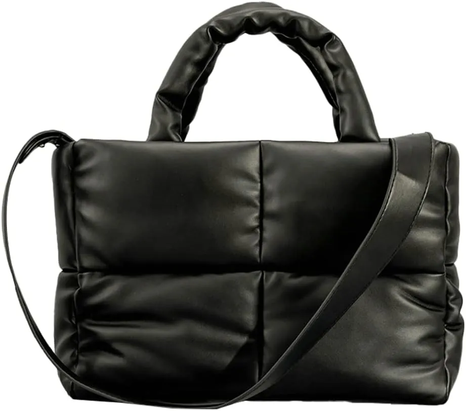 Tote Bags for Women Soft Puffer Down Padding Shoulder Bags Top-Handle Bags Square Solid Handbags