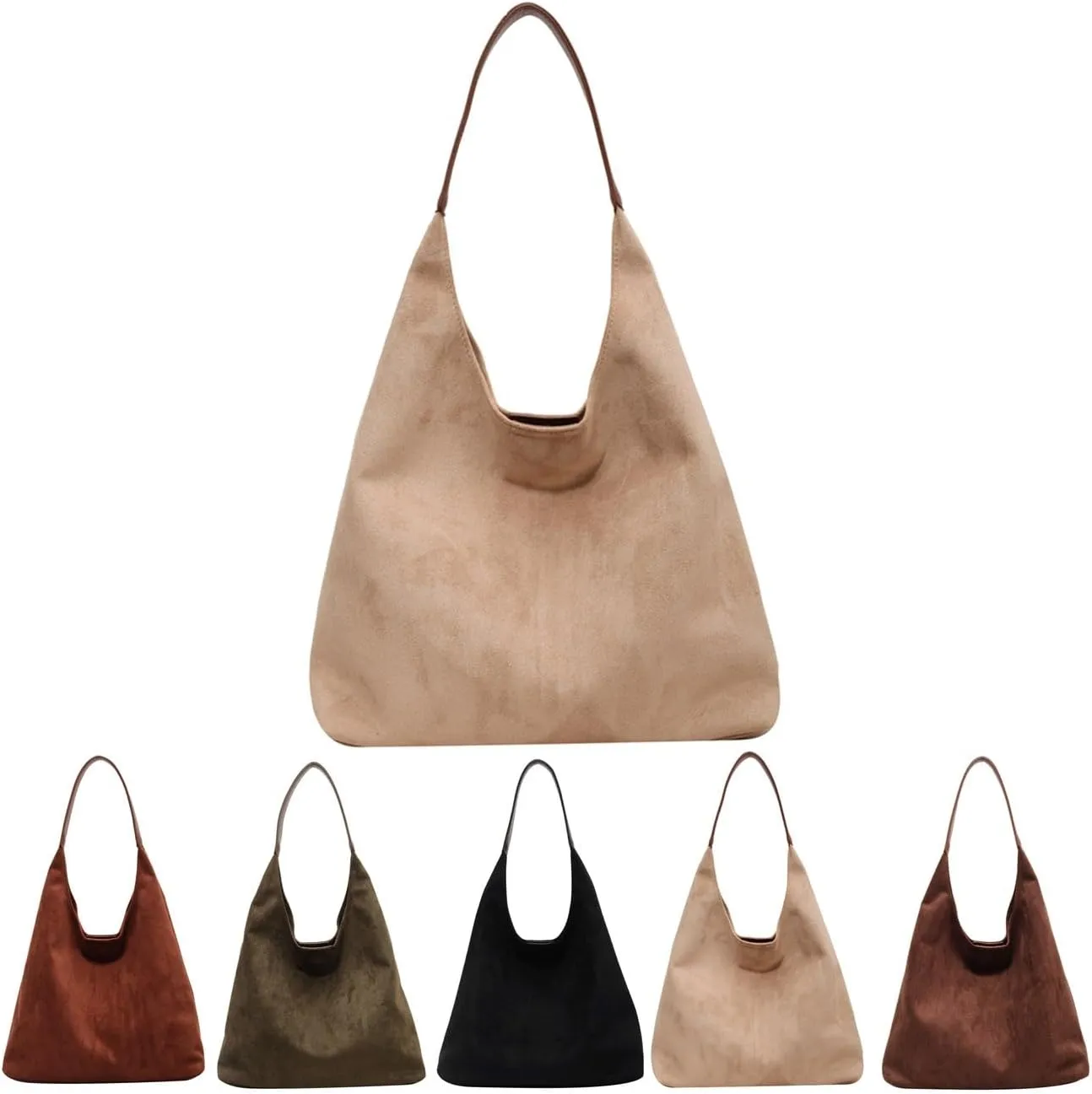 Tote Bags for Women Suede & Leather Hobo Shoulder Bag Fall Ladies Handbags Large Capacity Slouch Bag with Purses Bag