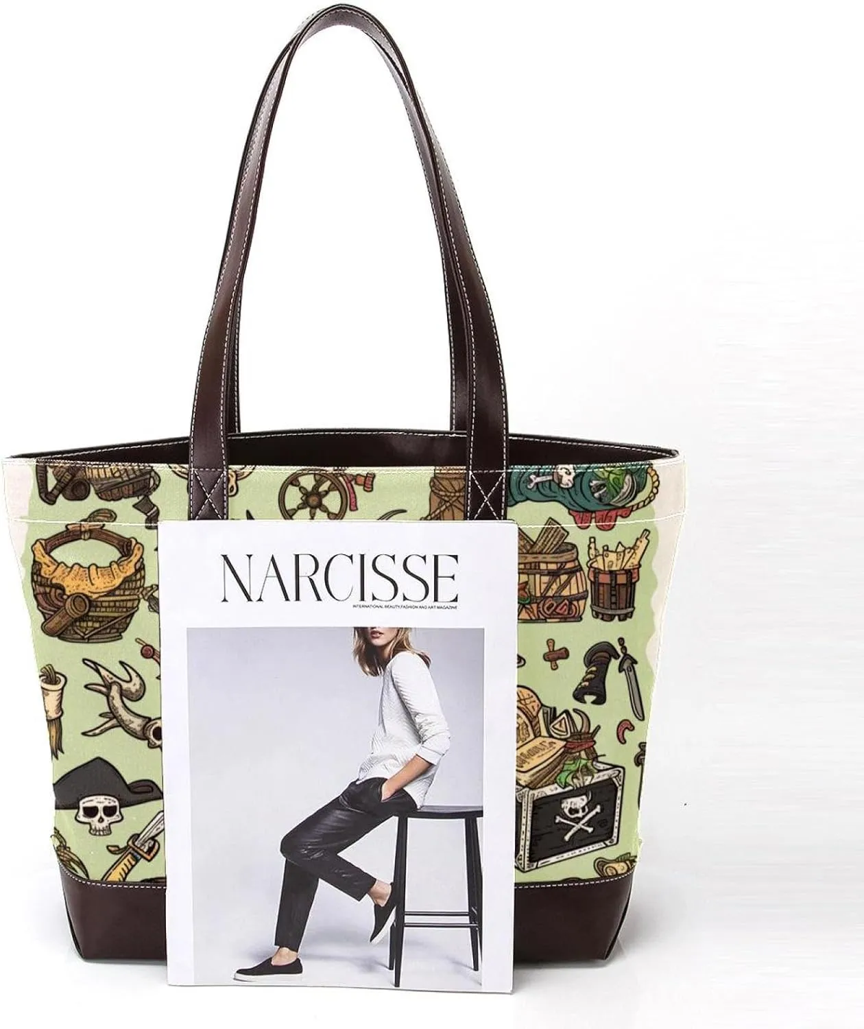 Tote Bags, Large Tote Bag, Tote Bag with Zipper, Nautical Anchor Ocean Summer, Tote Bags for Women