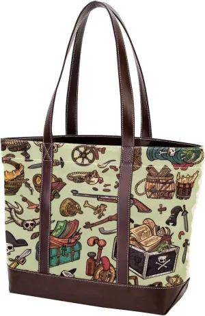 Tote Bags, Large Tote Bag, Tote Bag with Zipper, Nautical Anchor Ocean Summer, Tote Bags for Women