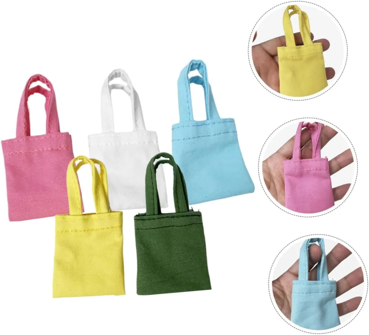 TOYANDONA 15 Pcs Mini Handmade Canvas Bag Micro Scene Adornments Miniature Tote Bag Mini Doll Bags Mini House Bag Decor Decorative Miniature Shoulder Bag Mini House Decoration Doll Bag Model