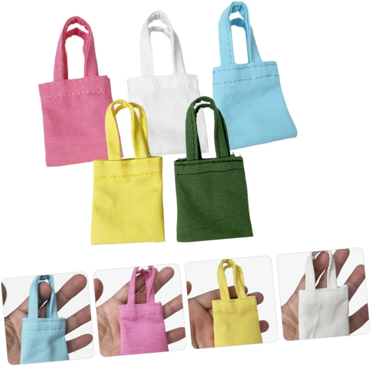 TOYANDONA 15 Pcs Mini Handmade Canvas Bag Micro Scene Adornments Miniature Tote Bag Mini Doll Bags Mini House Bag Decor Decorative Miniature Shoulder Bag Mini House Decoration Doll Bag Model