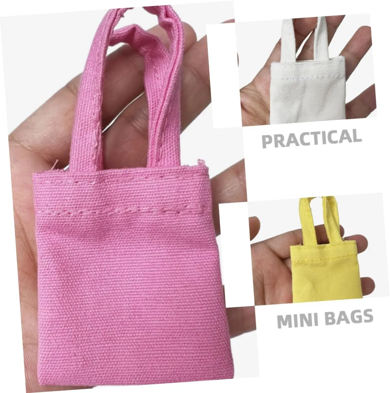 TOYANDONA 15 Pcs Mini Handmade Canvas Bag Micro Scene Adornments Miniature Tote Bag Mini Doll Bags Mini House Bag Decor Decorative Miniature Shoulder Bag Mini House Decoration Doll Bag Model