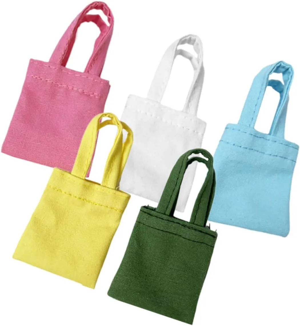 TOYANDONA 15 Pcs Mini Handmade Canvas Bag Micro Scene Adornments Miniature Tote Bag Mini Doll Bags Mini House Bag Decor Decorative Miniature Shoulder Bag Mini House Decoration Doll Bag Model