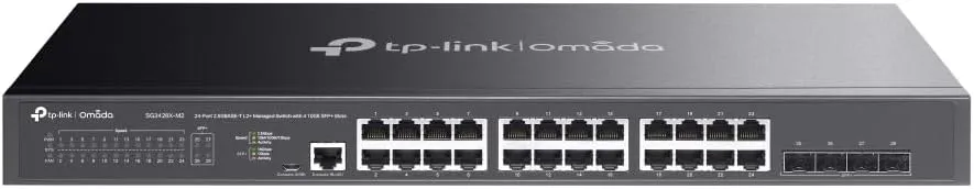 TP-Link TL-SG3428X-M2 | 24 Port Multi-Gigabit L2  Managed Switch | 24 x 2.5 Gig Ethernet Ports, 4 x 10 Gig SFP  Ports | 10 G Bandwidth | Support Omada SDN | 5 Year Manufacturer Warranty