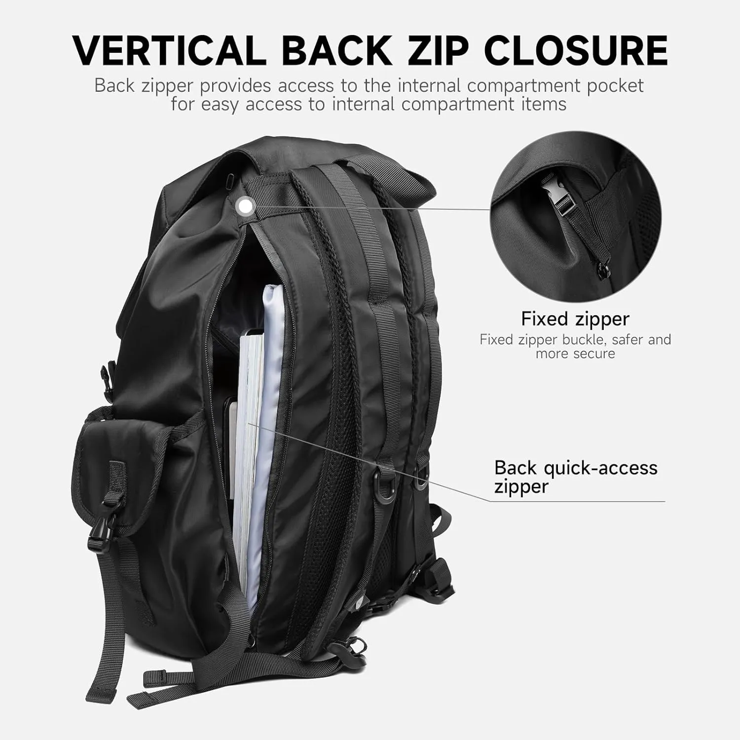 Travel Backpack For Men with 17.3 Inch Laptop Compartment Tech Backpack Waterproof for College Casual Outdoor Work (Black, Large)