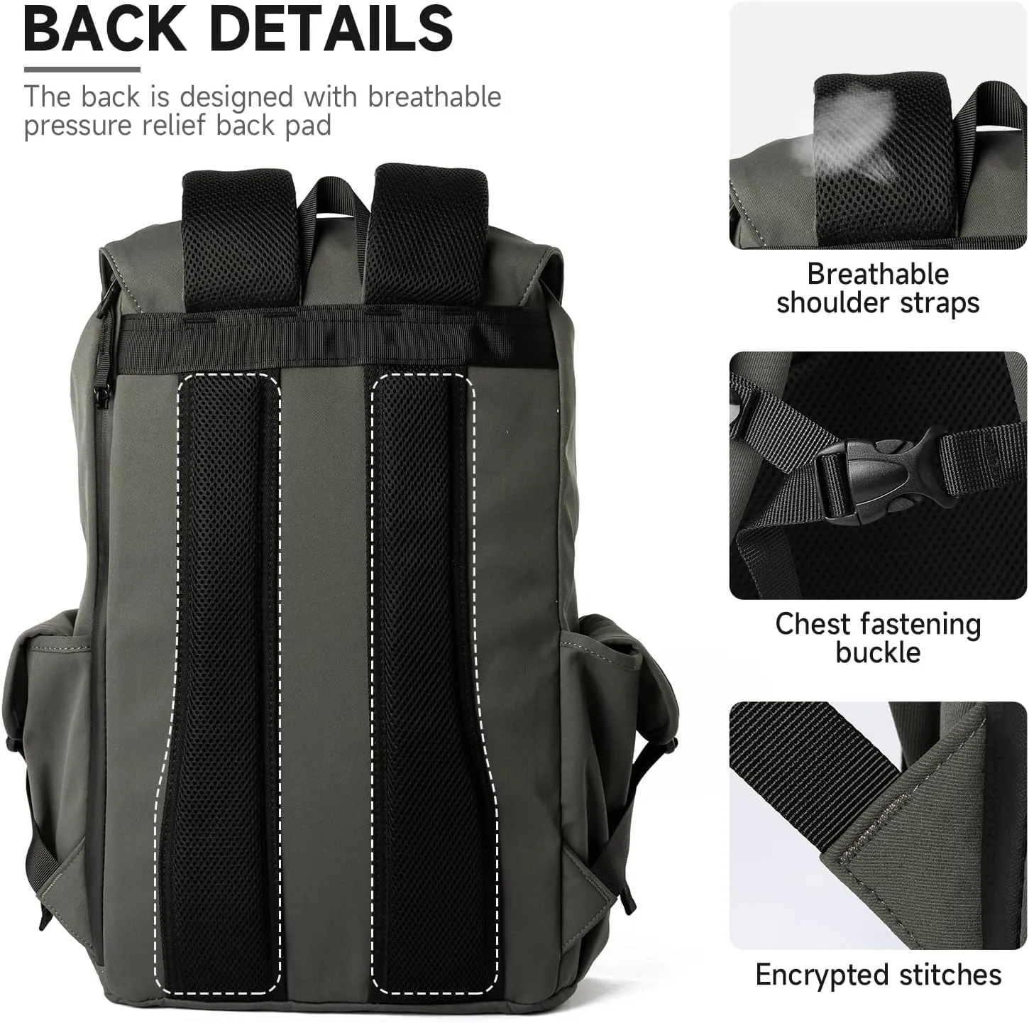 Travel Backpack For Men with 17.3 Inch Laptop Compartment Tech Backpack Waterproof for College Casual Work Outdoor Rucksack Green