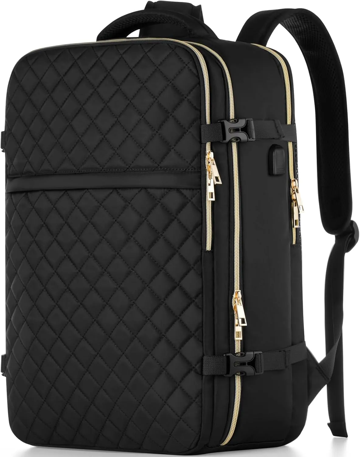 Travel Backpack for Women, Flight Approved Carry On Backpack, Large 40L Suitcase Backpacks Waterproof Luggage Bag Weekender Daypack Fit 18.4 Inch Laptop, Black