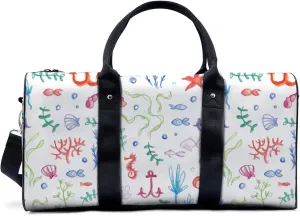 Travel Duffle Bag Ocean Seaweed Print Large Capacity Personal Item with Adjustable Strap Lightweight Weekender Bag Overnight Bag Gym Bag