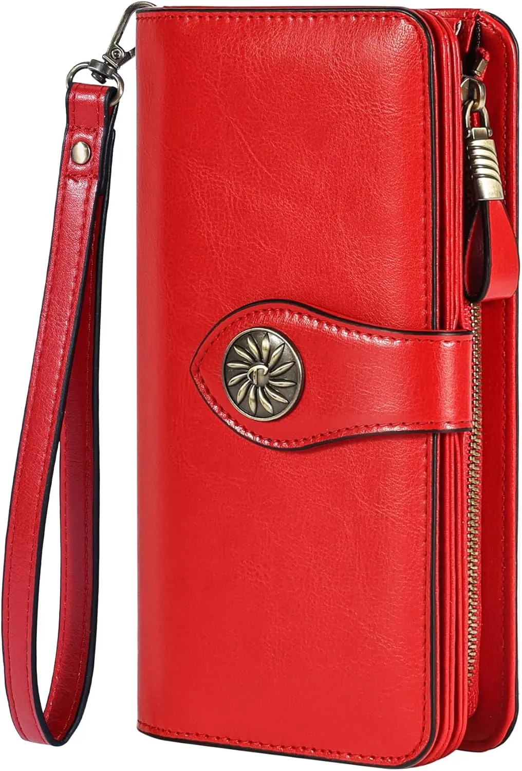 Travelambo Women's Wallet RFID Blocking Credit Card Holder Large Capacity Wristlet Leather Wallets Purse