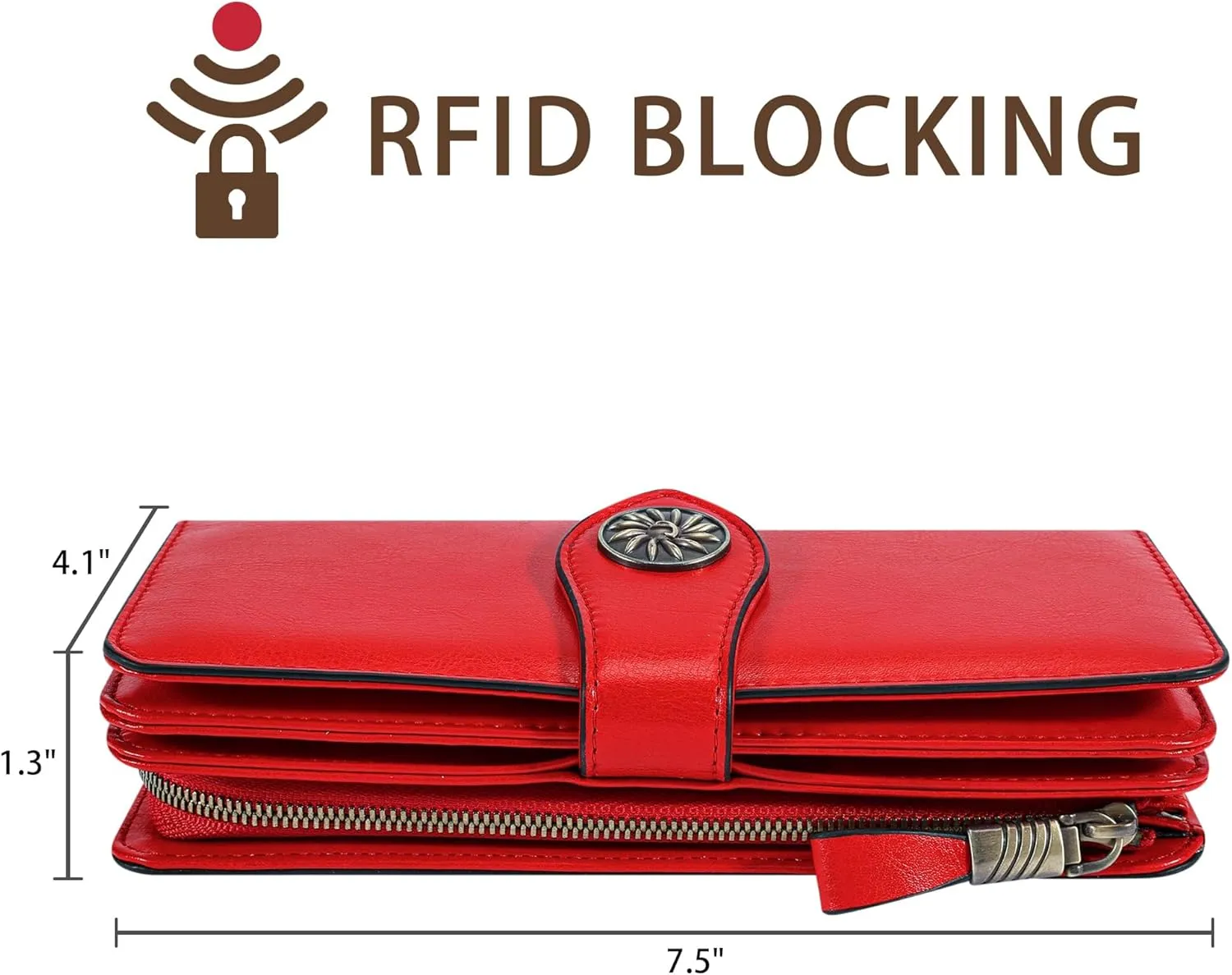 Travelambo Women's Wallet RFID Blocking Credit Card Holder Large Capacity Wristlet Leather Wallets Purse