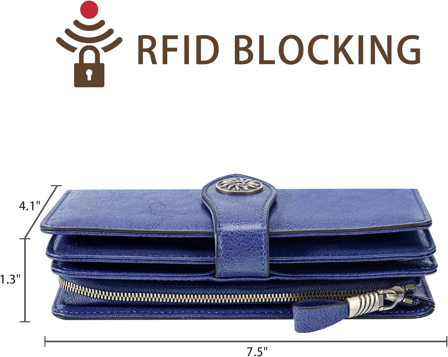 Travelambo Women's Wallet RFID Blocking Credit Card Holder Large Capacity Wristlet Leather Wallets Purse