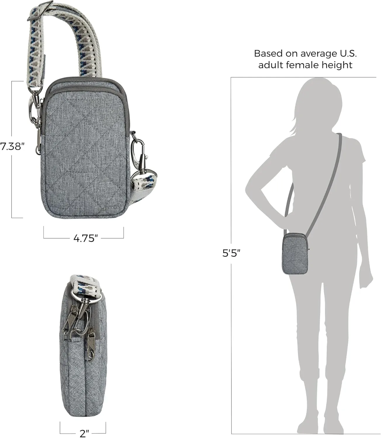 Travelon Anti-Theft Boho 2 Compartment Phone Crossbody