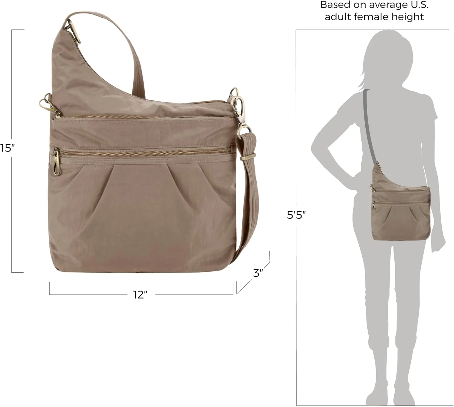 Travelon Anti-Theft Signature 3 Compartment Crossbody Bag