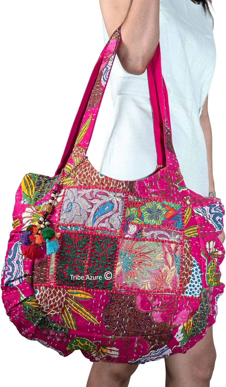 Tribe Azure Fair Trade Women's Cotton Shoulder-Handbags
