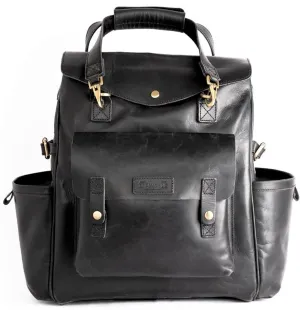 Trip Machine Company Genuine Leather Motorcycle Outlander Saddlebag Sissy Bar Laptop Backpack Adventure Quick Access Pocket 20 L Capacity Handbag (Black)