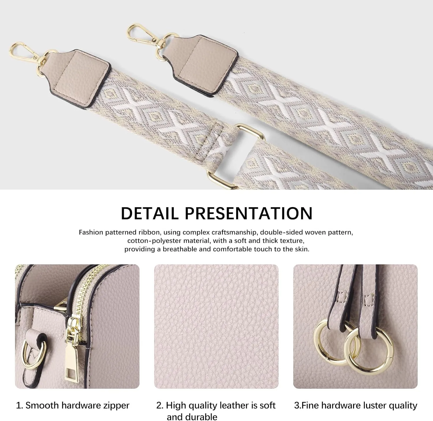 Triple Zip Small Crossbody Bags for Women Vegan Leather Purses Shoulder Handbags,Wide Strap Cell Phone Purse