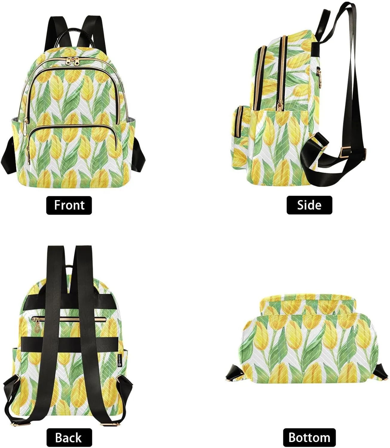 Tulips Flower White Backpack Purse for Women College Shoulder Bags with Anti-theft Back for Camping Work M