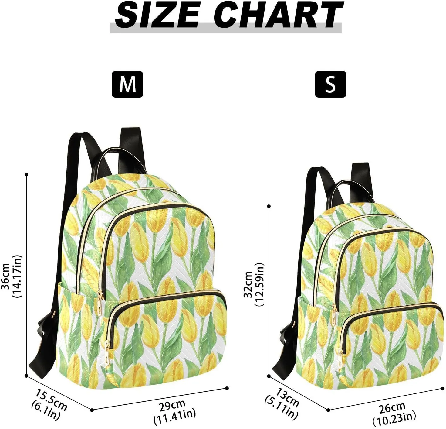 Tulips Flower White Backpack Purse for Women College Shoulder Bags with Anti-theft Back for Camping Work M
