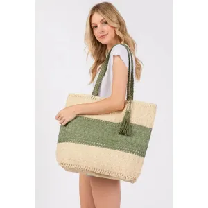 Two Tone Woven Tote Bag