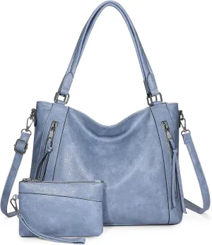 UBORSE Tote Bags Women Purses and Handbags Top Handle Soft Shoulder Bag Ladies Designer Vegan Leather Satchel 2pcs Purse Set