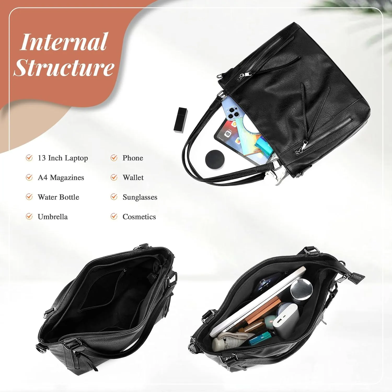 UBORSE Tote Bags Women Purses and Handbags Top Handle Soft Shoulder Bag Ladies Designer Vegan Leather Satchel 2pcs Purse Set