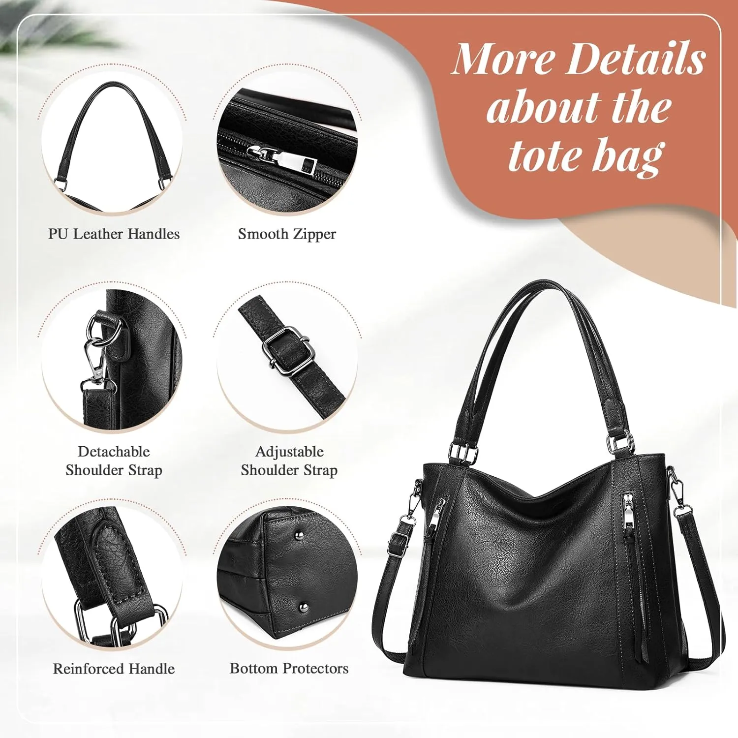 UBORSE Tote Bags Women Purses and Handbags Top Handle Soft Shoulder Bag Ladies Designer Vegan Leather Satchel 2pcs Purse Set