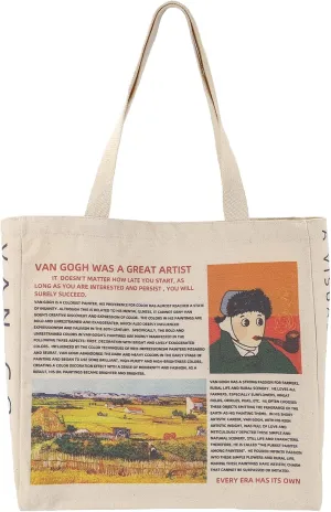 UERRUAM Canvas Tote Bag Aesthetic for Women Graphic Tote bag with Zipper Cute Canvas Bags with Pockets