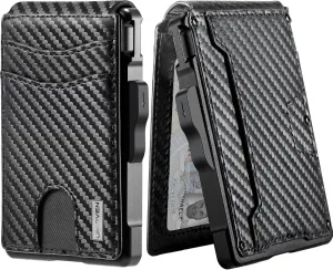 umoven Wallet for Men - with Money Clip Slim Leather Slots Credit Card Holder RFID Blocking Bifold Minimalist Wallet (Money Clip Inside)