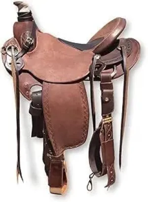 Umrah International Handmade Wade Western Saddles Tree A Fork Roping Ranch Hand Tooled Carved Work Premium for Horses Leather Equestrian Trail Horse Saddles Tack Size 10-18 inches Seat