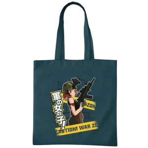 Unique Military Anime Girl Gun Gift Perfect War Quote For Admirers of the Anime Genre Black Multicolor Canvas Tote Bag