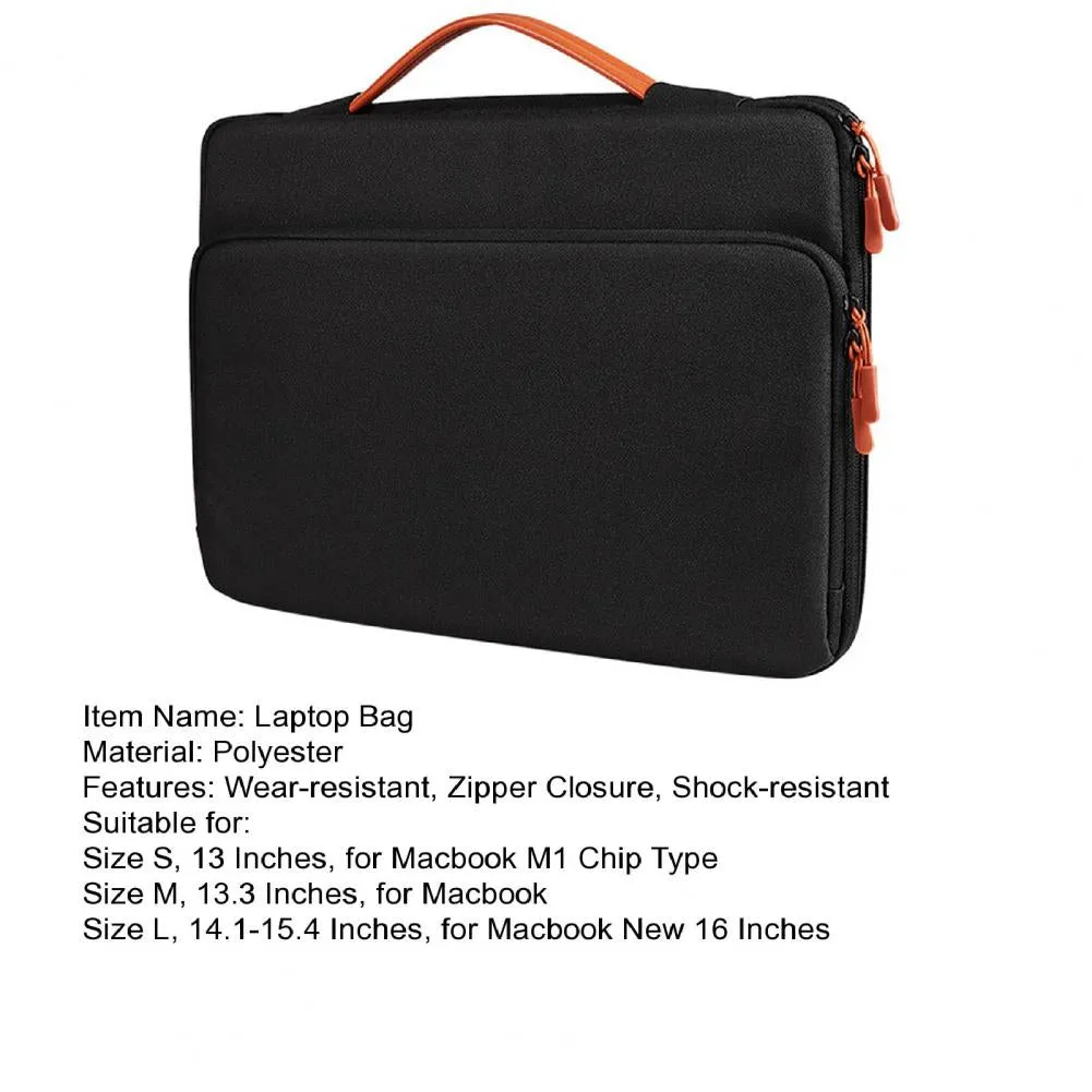 Universal Laptop Handbag 13/13 3/14 1 15 4 Inches Notebook Sleeve for Macbook Double Zipper Computer Carrying Bag Briefcase