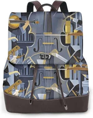 Urban Symphony Print Cute Purse Backpack for Women, Soft PU Leather Casual Backpacks for Travel, Work, Shopping