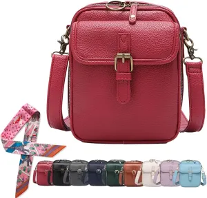 Urvashi Crossbody Leather Bag for Women, Vegan Anti Theft Side Purse Shoulder, Retro Soft Handbags with Built In Wallet