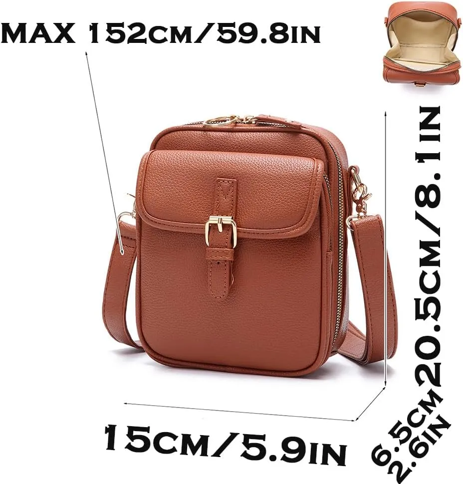 Urvashi Crossbody Leather Bag, Tojoyride Vintage Crossbody Bag for Women Men, Leather Shoulder Purse with 10 Card Slots