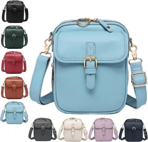 Urvashi Crossbody Leather Bag, Tojoyride Vintage Crossbody Bag for Women Men, Leather Shoulder Purse with 10 Card Slots
