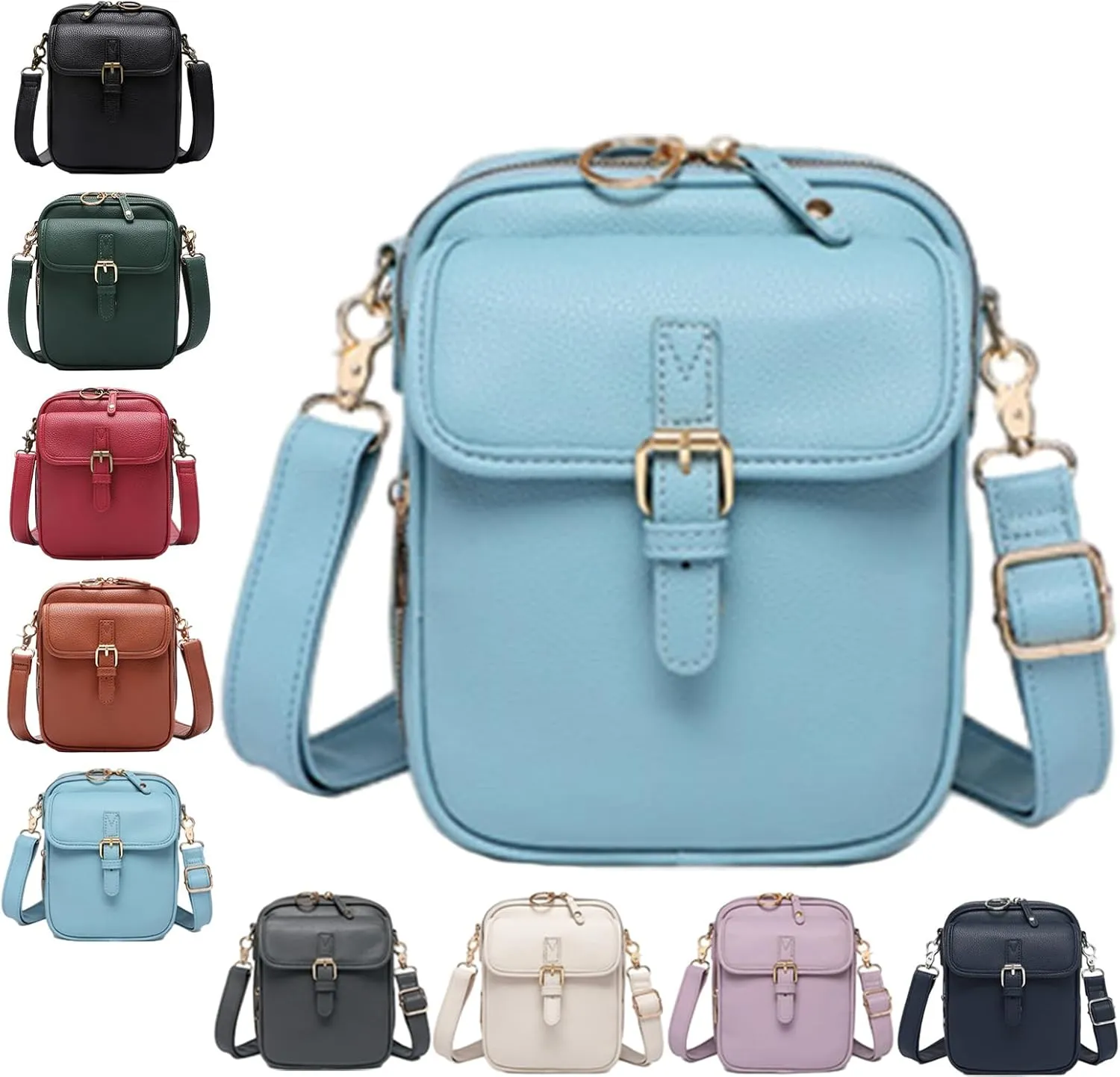 Urvashi Crossbody Leather Bag, Tojoyride Vintage Crossbody Bag for Women Men, Leather Shoulder Purse with 10 Card Slots