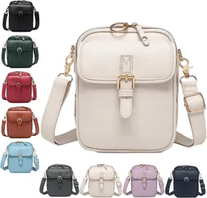 Urvashi Crossbody Leather Bag, Tojoyride Vintage Crossbody Bag for Women Men, Leather Shoulder Purse with 10 Card Slots