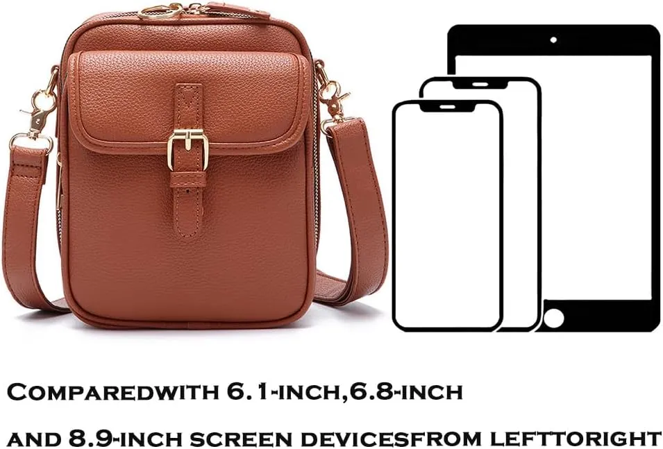 Urvashi Crossbody Leather Bag, Tojoyride Vintage Crossbody Bag for Women Men, Leather Shoulder Purse with 10 Card Slots