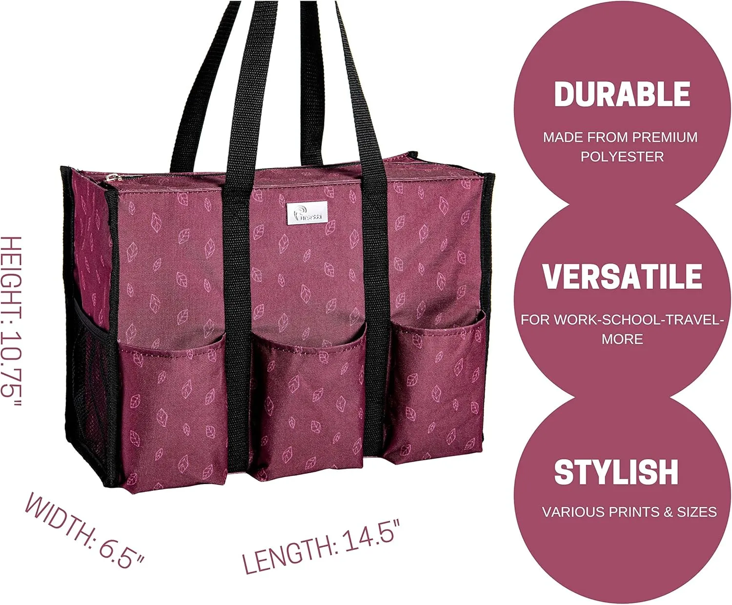 Utility Tote with Pockets & Compartments - Perfect Nurse, Teacher & Work Bag