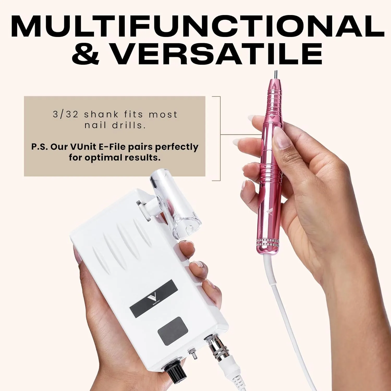 V Beauty Pure 5-In-1 Professional Nail Drill Bits (Fine) - Electric Nail Drill Kit for Manicure, Pedicure & 3D Art - Portable EFile Nail Tech Drill Bits for Nail Technicians, Salon & Home DIY