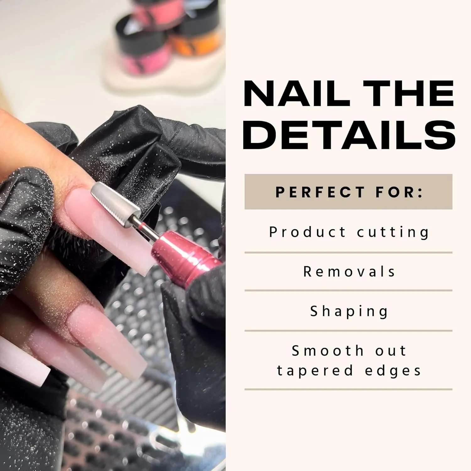V Beauty Pure 5-In-1 Professional Nail Drill Bits (Fine) - Electric Nail Drill Kit for Manicure, Pedicure & 3D Art - Portable EFile Nail Tech Drill Bits for Nail Technicians, Salon & Home DIY