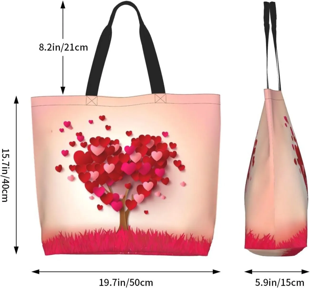 Valentine's Tote Bag Large with Interior Pocket Tote Bag Reusable by Shoulder Tote Bags Travel Bags Shopping Gift
