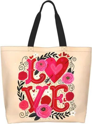Valentine's Tote Bag Large with Interior Pocket Tote Bag Reusable by Shoulder Tote Bags Travel Bags Shopping Gift