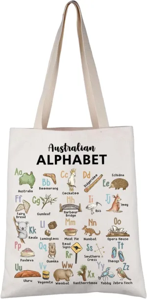 VAMSII Australia Lover Gift Australian Alphabet Tote Bag Australian Local Handbag Australia Vacation Souvenir Gift