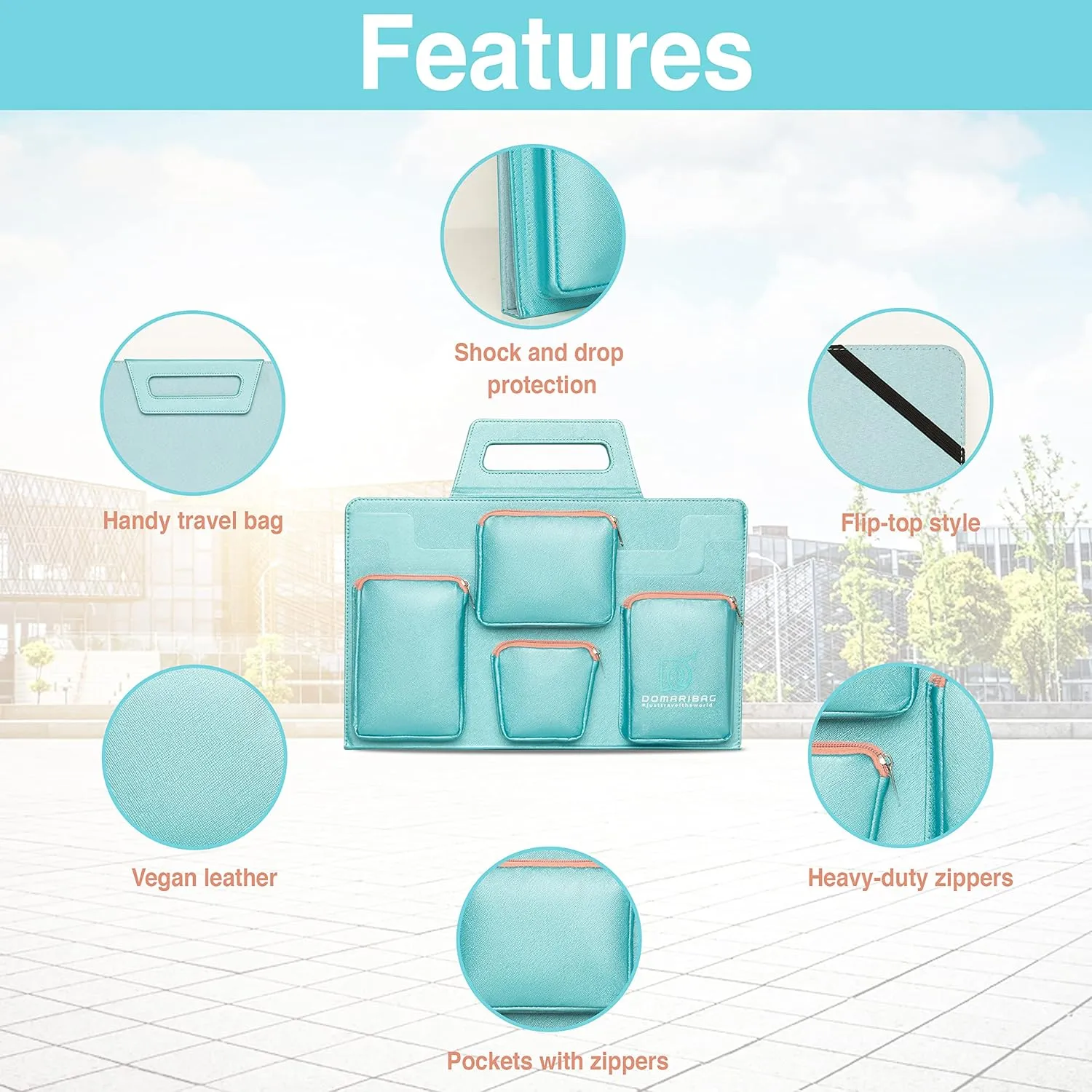 Vegan Leather Laptop Travel Bag for Men and Women 14 to 15.6 IN Notebook Sleeve with Heavy Duty Zippers