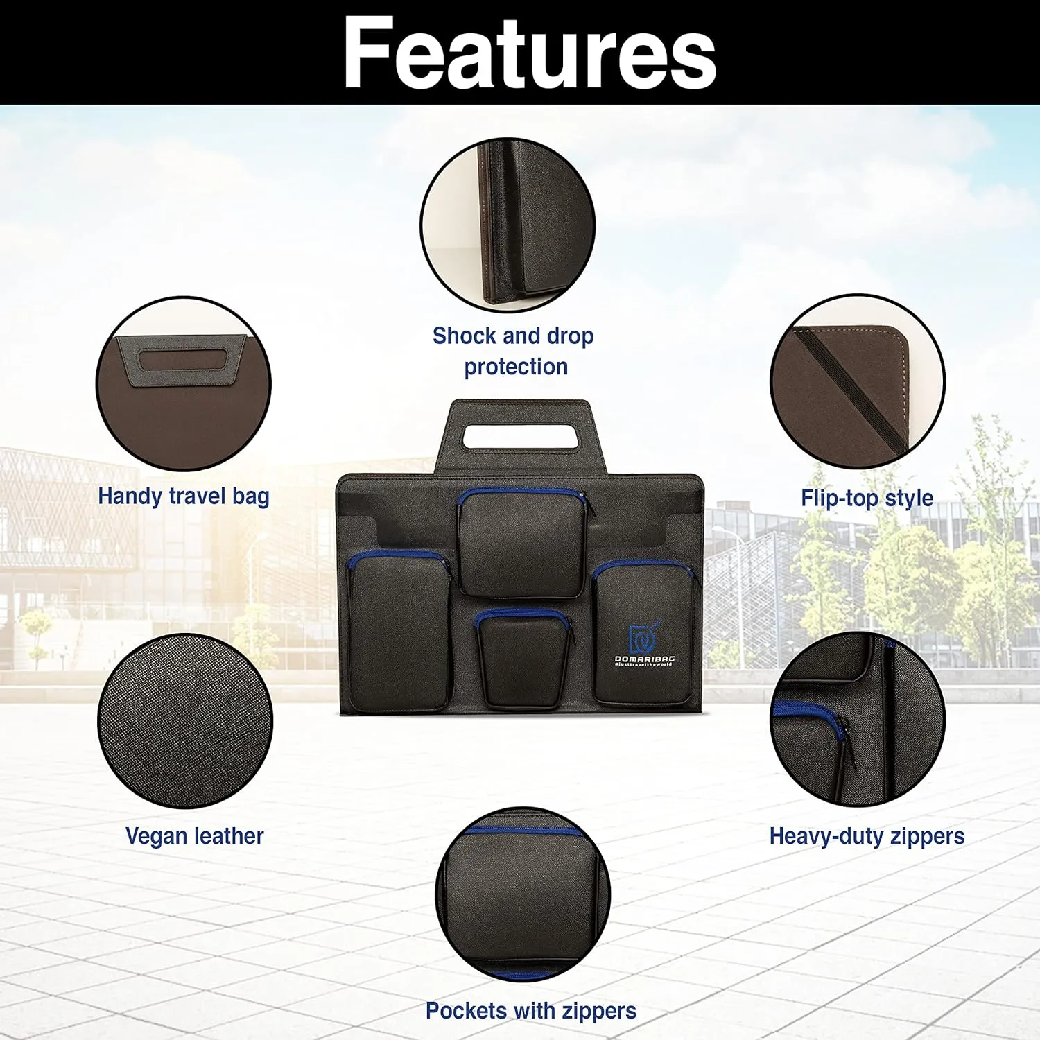 Vegan Leather Laptop Travel Bag for Men and Women 14 to 15.6 IN Notebook Sleeve with Heavy Duty Zippers