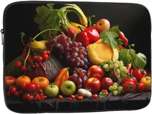 Vegetables and Fruits Pattern Shockproof Portable Laptop 17 inch Sleeve Bag for Men and Women - Ideal for Business Travel, School, and Daily Use