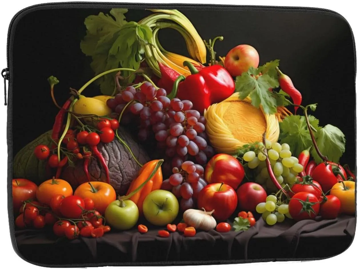 Vegetables and Fruits Pattern Shockproof Portable Laptop 17 inch Sleeve Bag for Men and Women - Ideal for Business Travel, School, and Daily Use
